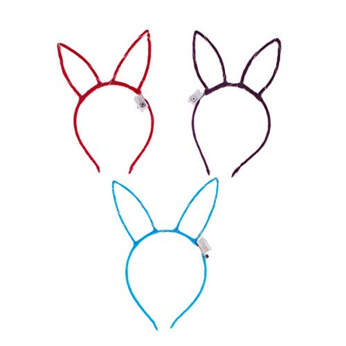 Amosfun 6Pcs Flashing Rabbit Ear Headband Party Light Up Bunny Ear Headband