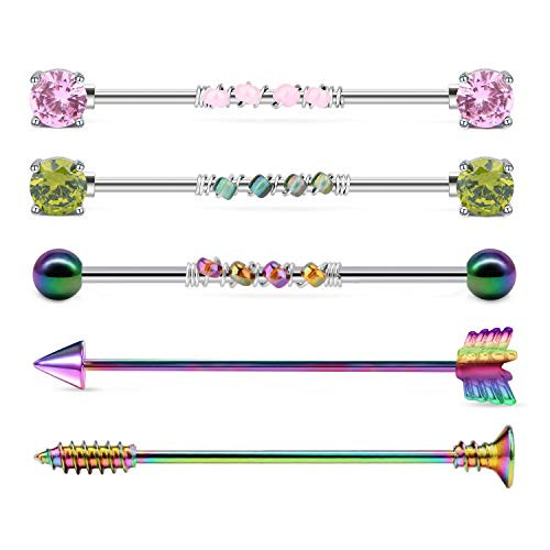 Mayhoop 14G Stainless Steel Industrial Barbell Earring Cartilage Body Piercing Jewelry 38mm 1 and 1 2 Inch Industrial Piercing Bar Mayhoop 14G Stainless Steel Industrial Barbell Earring Cartilage Body Piercing Jewelry 38mm 1 and 1 2 Inch Industrial Piercing Bar
