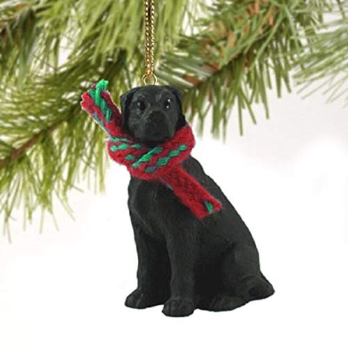 1 X Great Dane Miniature Dog Ornament - Uncropped Ears - Black