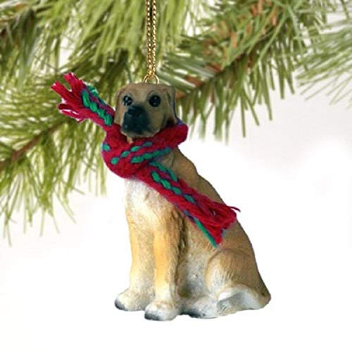 Great Dane Miniature Dog Ornament - Uncropped Ears - Fawn