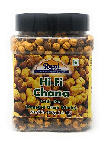 Rani Roasted Chana  Chickpeas  Hi-Fi Flavor 14oz  400g  ~ All Natural   Vegan   No Preservatives   No Colors Great Snack ready to eat seasoned with 6 spices  and  herbs Indian Origin