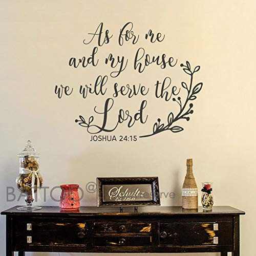 BATTOO As For Me and My House We Will Serve the Lord Bible Verse Wall Decal- Joshua 2415 Scripture Wall Decal- Christian Home Wall Decor Black 16 inchWX13 inchH