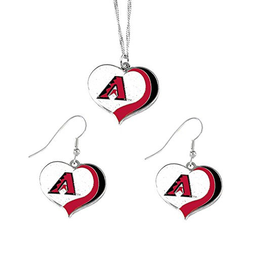 aminco Arizona Diamondbacks MLB Sports Team Logo Charm Gift Glitter Heart Necklace and Earring Set