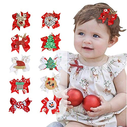 CheeseandU 10Pieces Christmas Hair Bows Christmas Sequins Alligator Hair Clips Ribbon Bows with Snowman Xmas Tree Figures Xmas Cute Hair Bows Santa Hair Clips for Babies Children Girls Women CheeseandU 10Pieces Christmas Hair Bows Christmas Sequins Alligator Hair Clips Ribbon Bows with Snowman Xmas Tree Figures Xmas Cute Hair Bows Santa Hair Clips for Babies Children Girls Women