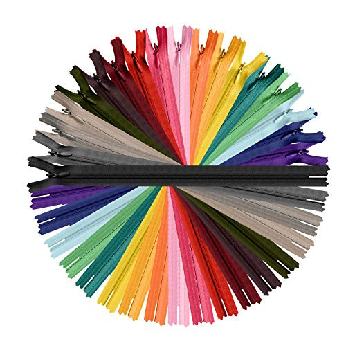 60pcs Nylon Invisible Zippers 14 Inch Colorful Sewing Zippers Supplies for Tailor Sewing Crafts  20 Assorted Colors