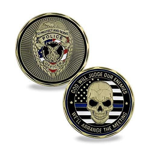 St. Michael Police OfficersThin Blue Line Prayer Law Enforcement Military Challenge Coin