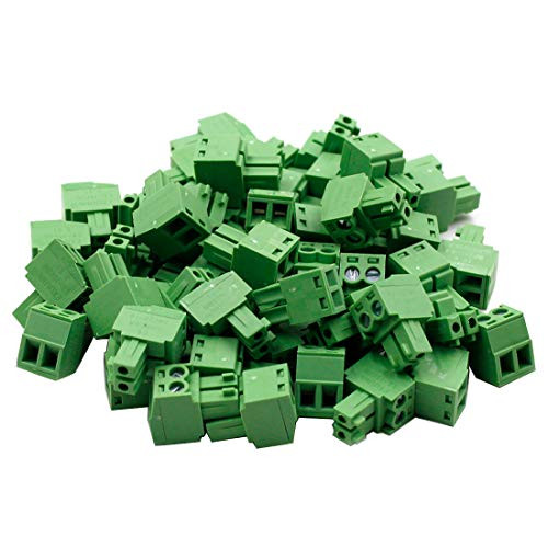Hxchen 2-Pin 300V 8A KF2EDGK 3.81mm Pitch PCB Screw Terminal Block Connector AWG28-16 Green -  50 Pcs