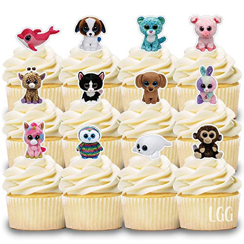 24 Cupcake Toppers BEANIE BOOS Birthday Party Cake Decorations Beanie Boo Adoption