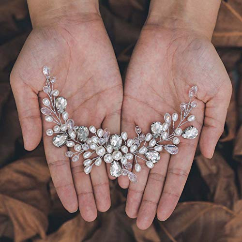 Casdre Pearl Bridal Hair Vine Silver Crystal Bride Wedding Hair Accessories Rhinestone Wedding Headband for Women and Girls Casdre Pearl Bridal Hair Vine Silver Crystal Bride Wedding Hair Accessories Rhinestone Wedding Headband for Women and Girls