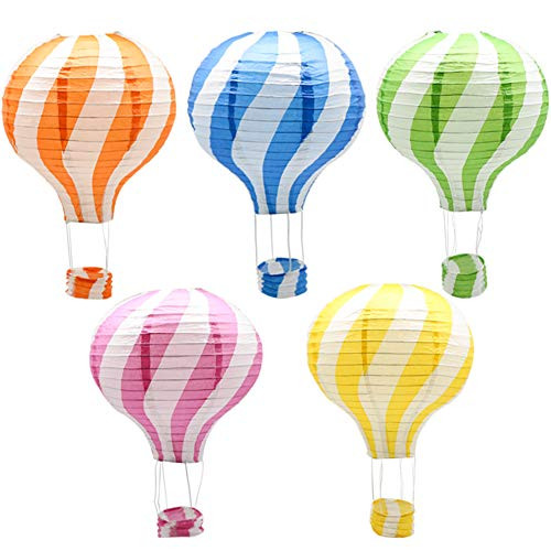 Hanging Hot Air Balloon Paper Lanterns Set Party Decoration Birthday Wedding Christmas Party Decor Gift 12 inch Pack of 5 Pieces 