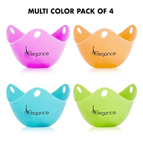 iElegance Egg Poacher - Silicone Egg Poacher - Set of 4 Silicone Multiuse Poacher - For Microwave, Stovetop and Boiling Water - Dishwasher Safe Silicone Molds