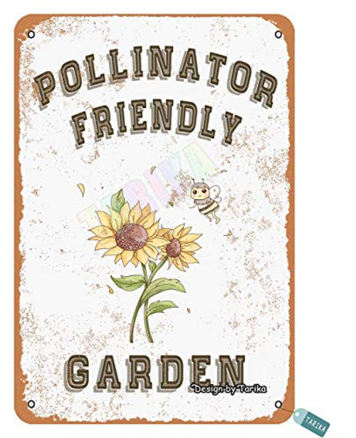 Keely Pollinator Friendly Bee Garden Metal Vintage Tin Sign Wall Decoration 12x8 inches for House Room Cafe Bars Restaurants Pubs Man Cave Decorative