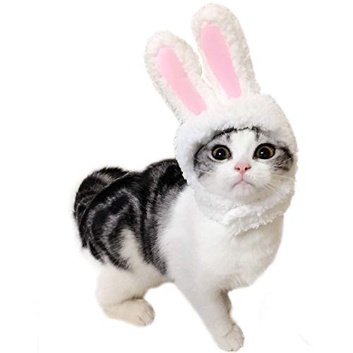 Oncpcare Novelty Cat Headwear Costume Cute Pet Party Costume Accessory Bunny Rabbit Hat with Ears for Cats  and  Small Dogs
