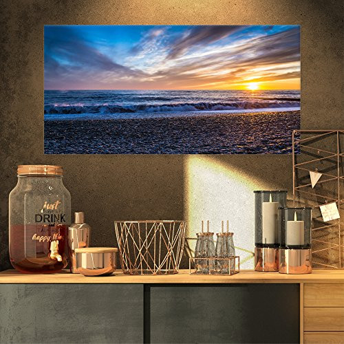 Designart PT10662-32-16 Cloudy Sky with Bright Full Yellow Sun-Beach Canvas Wall Art-32X16, 32x16 Blue Designart PT10662-32-16 Cloudy Sky with Bright Full Yellow Sun-Beach Canvas Wall Art-32X16, 32x16 Blue