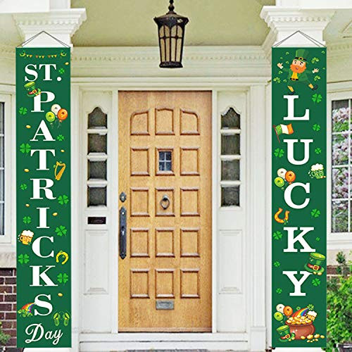 St. Patricks Day Banner Decorations St. Patricks Day Banner Lucky Irish Porch Sign Decor Outdoor or Indoor for Home  Green 71 in