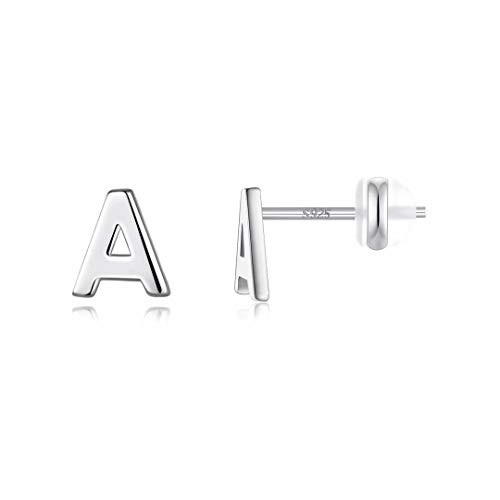 Sterling Silver Stud Earrings for Girls Women 925 Sterling Silver Stud Earrings Letter A Initial Hypoallergenic Earrings for Women Jewelry Kids Earrings for Girls Mothers Day Valentines Gifts