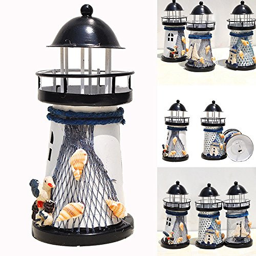 Transser- Nautical Lighthouse Decor 14cm Lighthouse Iron Candle Holder Nautical Beach Decoration Wedding Gift