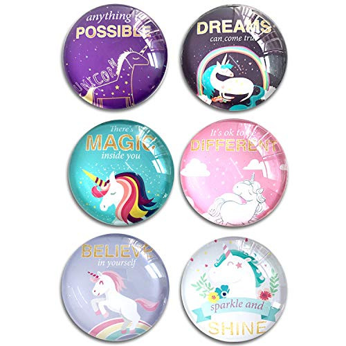 Unicorn Quotes inspirational Refrigerator Magnets set of six 4x4cm Unicorn gifts for kids Whiteboard Magnets for classroom or Locker