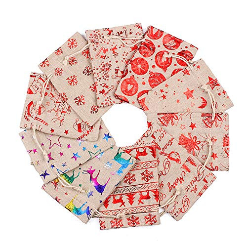 WANLING 10pack Christmas Drawstring Bags Burlap Burlap Drawstring Gift Treat Candy Bag for Candy Wrapper Birthday Christmas Party Favor Supplies