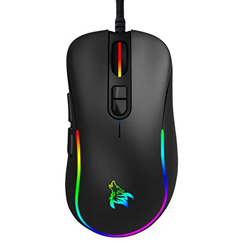 Wired Mouse Gaming USB Wired Computer Mouse Backlit USB Computer Mice 6 Button 4 DPI Adjustable Level Comfortable Right Hand Ergonomic Mice for Windows PC Laptop Desktop Notebook  Black