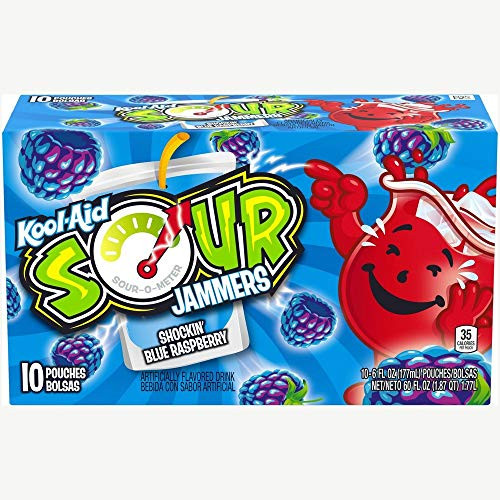 Kool-Aid Sour Jammers Shockin Blue Raspberry Flavored Fruit Pouches  10 Pouches