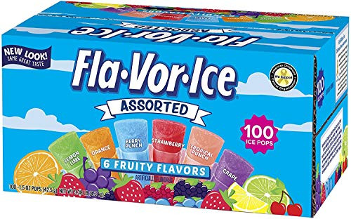Fla-Vor-Ice Giant Popsicles Variety Pack of Jumbo Freezer Bars  1.5oz 100Count  1 Pack