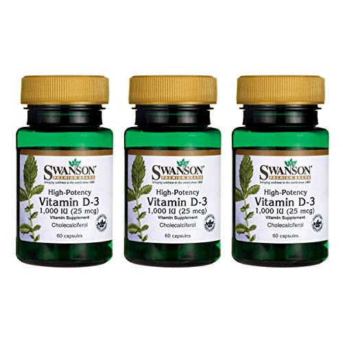 Swanson High Potency Vitamin D-3 1000 Iu  25 mcg  60 Capsules  3 Pack