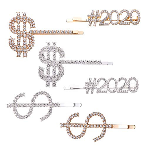 Minkissy 6pcs 2020 Letters Hairpins Money Dollar Sign Hair Clips Rhinestone Bobby Pins Crystal Hair Side Clips Sparkling Hair Ornaments for Girls Women Minkissy 6pcs 2020 Letters Hairpins Money Dollar Sign Hair Clips Rhinestone Bobby Pins Crystal Hair Side Clips Sparkling Hair Ornaments for Girls Women