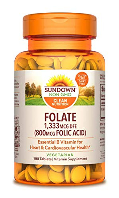 Sundown Folic Acid 800 mcg 100 Tablets