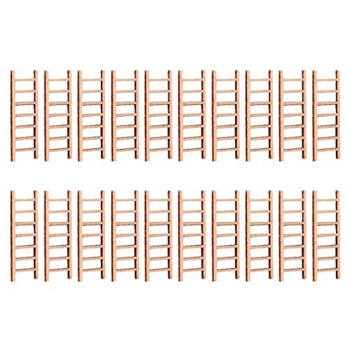 Happyyami 20PCS Dollhouse Ladder Wooden Miniature Ladder Toy DIY Fairy Garden Straight Step Ladder Micro Landscape Accessory for Fairy Garden Flower Pot Decor