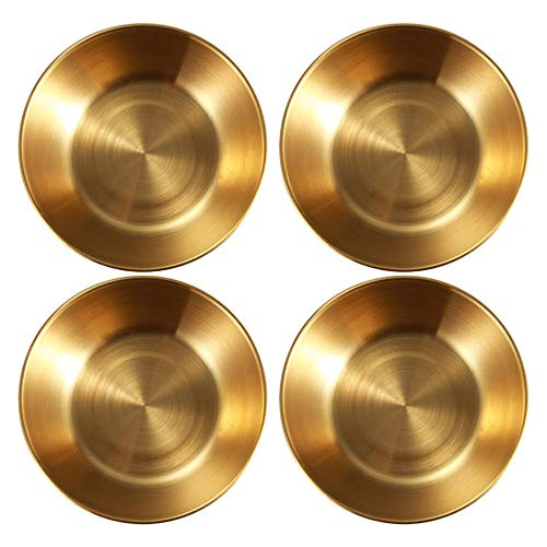 DOITOOL 4pcs Stainless Steel Sauce Dish Mini Round Seasoning Dish Sushi Dipping Bowls Saucers Bowl Appetizer Plate Golden DOITOOL 4pcs Stainless Steel Sauce Dish Mini Round Seasoning Dish Sushi Dipping Bowls Saucers Bowl Appetizer Plate Golden