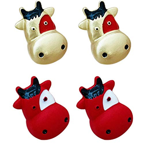 KESYOO Chinese New Year Earrings Lucky Cow Earrings Zodiac Ox Ear Studs Ear Plugs Classic Charm Earrings Ethnic Ear Jewelry Amulet Jewelry Gift for Good Luck New Year Wedding 2 Pair