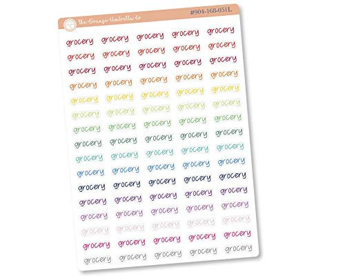 Grocery Planner Stickers Script inchGrocery inch Labels Rainbow Color Print Planning Stickers FJP  904-168-051L-WH