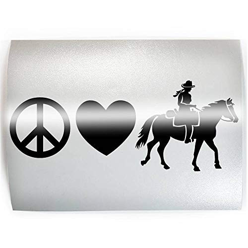 PEACE LOVE TRAIL RIDING - PICK COLOR  and  SIZE - Horse Rider Vinyl Decal Sticker B