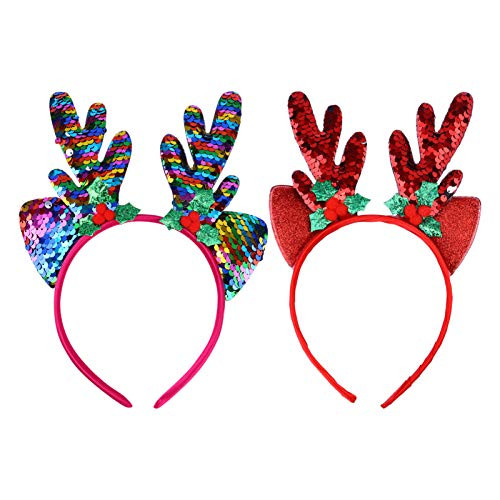 Minkissy 2pcs Christmas Antlers Headbands with Ears Deer Horn Headpiece Hair Band Reindeer Antler Photo Props Christmas Costume Hair Accessories for Xmas Holiday Party Minkissy 2pcs Christmas Antlers Headbands with Ears Deer Horn Headpiece Hair Band Reindeer Antler Photo Props Christmas Costume Hair Accessories for Xmas Holiday Party