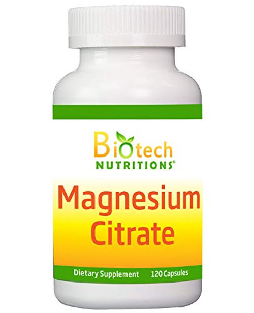 Biotech Nutritions Magnesium Citrate 225 mg Magnesium 120 Vegetable Capsules Geltain Free Non-GMO Vegan Biotech Nutritions Magnesium Citrate 225 mg Magnesium 120 Vegetable Capsules Geltain Free Non-GMO Vegan