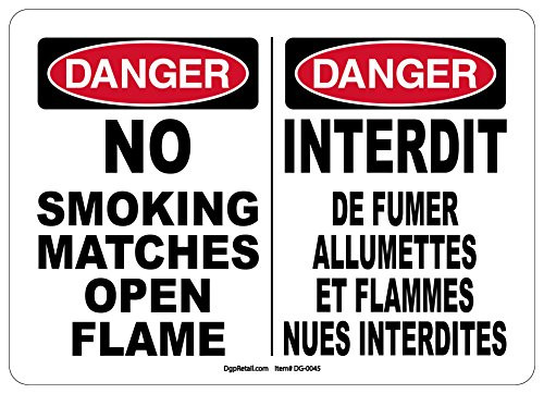 OSHA Danger Safety Sign NO Smoking Matches Open Flame French