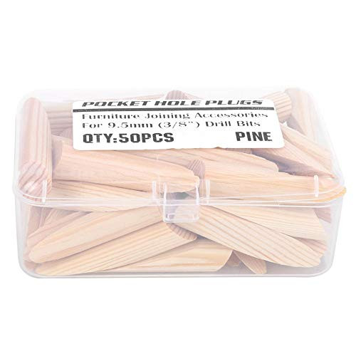 50pcs Wooden Pocket Hole Plug Set Pine Wood Oblique Hole Opener for 3 8  Drill Bits Woodworking Screws Inclined Plugs Kit