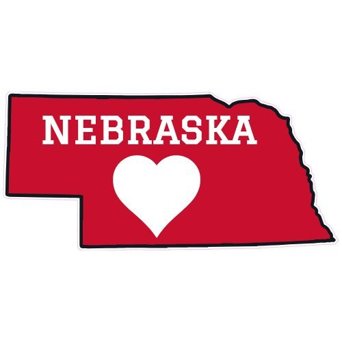 U.S. Custom Stickers Nebraska Heart State Shaped Sticker 8 inch