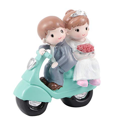 VICASKY Resin Couple Cake Topper Miniature Bride Groom Riding Motorcycle Figurines Statue Figure Wedding Cake Ornament for Dollhouse Bonsai Fairy Garden Decor Green VICASKY Resin Couple Cake Topper Miniature Bride Groom Riding Motorcycle Figurines Statue Figure Wedding Cake Ornament for Dollhouse Bonsai Fairy Garden Decor Green