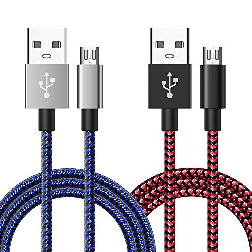 PS4 Controller Charger Charging Cable  2 Pack 10FT Nylon Braided Micro USB 2.0 High Speed Data Sync Cord for Playstation 4 PS4 Slim Pro Xbox One S X Controller Android Phones