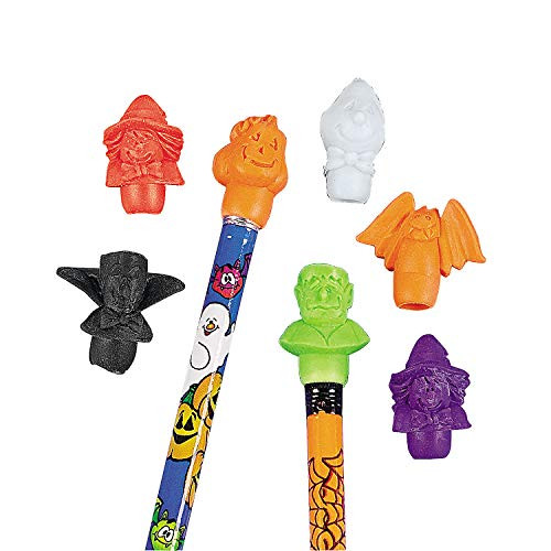 Fun Express Bulk Halloween Pencil Top Erasers - Set of 144 - Party and School Supplies