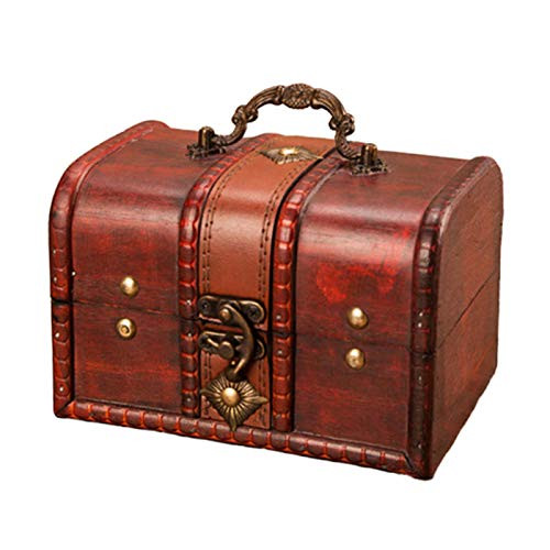 Vintage Wood Jewelry Storage Box Treasure Chest Makeup Organizer Case with Lock for Girls Women Gift Rings Earrings Necklaces Storage -L Storage Box Vintage Wood Jewelry Storage Box Treasure Chest Makeup Organizer Case with Lock for Girls Women Gift Rings Earrings Necklaces Storage -L Storage Box