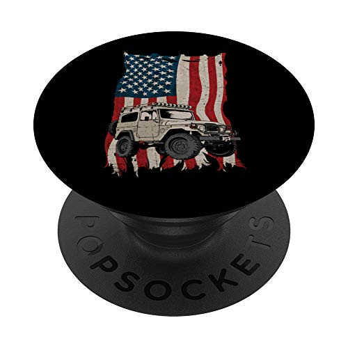 American Flag Off Road 4x4 Driver Gift PopSockets Grip and Stand for Phones and Tablets