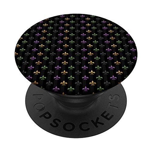 Mardi Gras Fleur De Lis Dark Vertical Lines PopSockets PopGrip Swappable Grip for Phones  and  Tablets