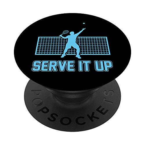 Serve It Up Funny Retro Style Tennis Player Christmas Gift PopSockets Grip and Stand for Phones and Tablets