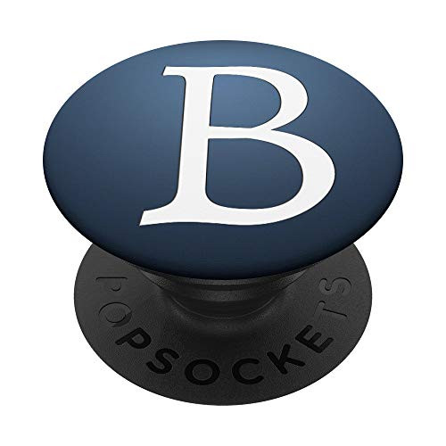 Silver White Letter B Initial Phone grip Navy Blue PopSockets PopGrip Swappable Grip for Phones  and  Tablets