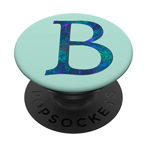 Teal Blue Purple Initial Letter B On Mint Green PopSockets PopGrip Swappable Grip for Phones  and  Tablets