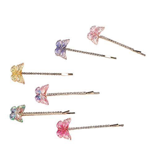 POPOLING 6Pcs Fashion Colorful Butterfly Hairpin Shiny Rhinestone Side Bangs Hair Clip Barrette Girls Headwear Accessories