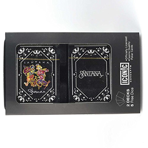 Santana "Shaman" Logo 2-Deck Playing Cards Set with Dice in Official Collector's Tin